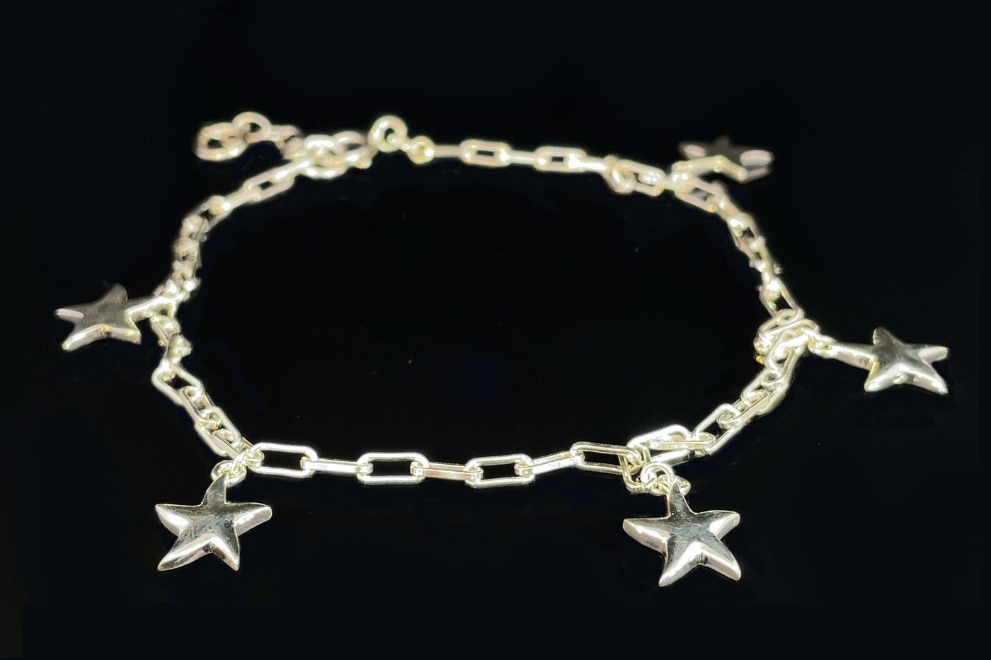 pure silver star charm anklet