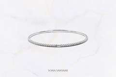 18K White Gold Flexi Bangle with Rectangular Diamond Centerpiece | Sona Sansaar