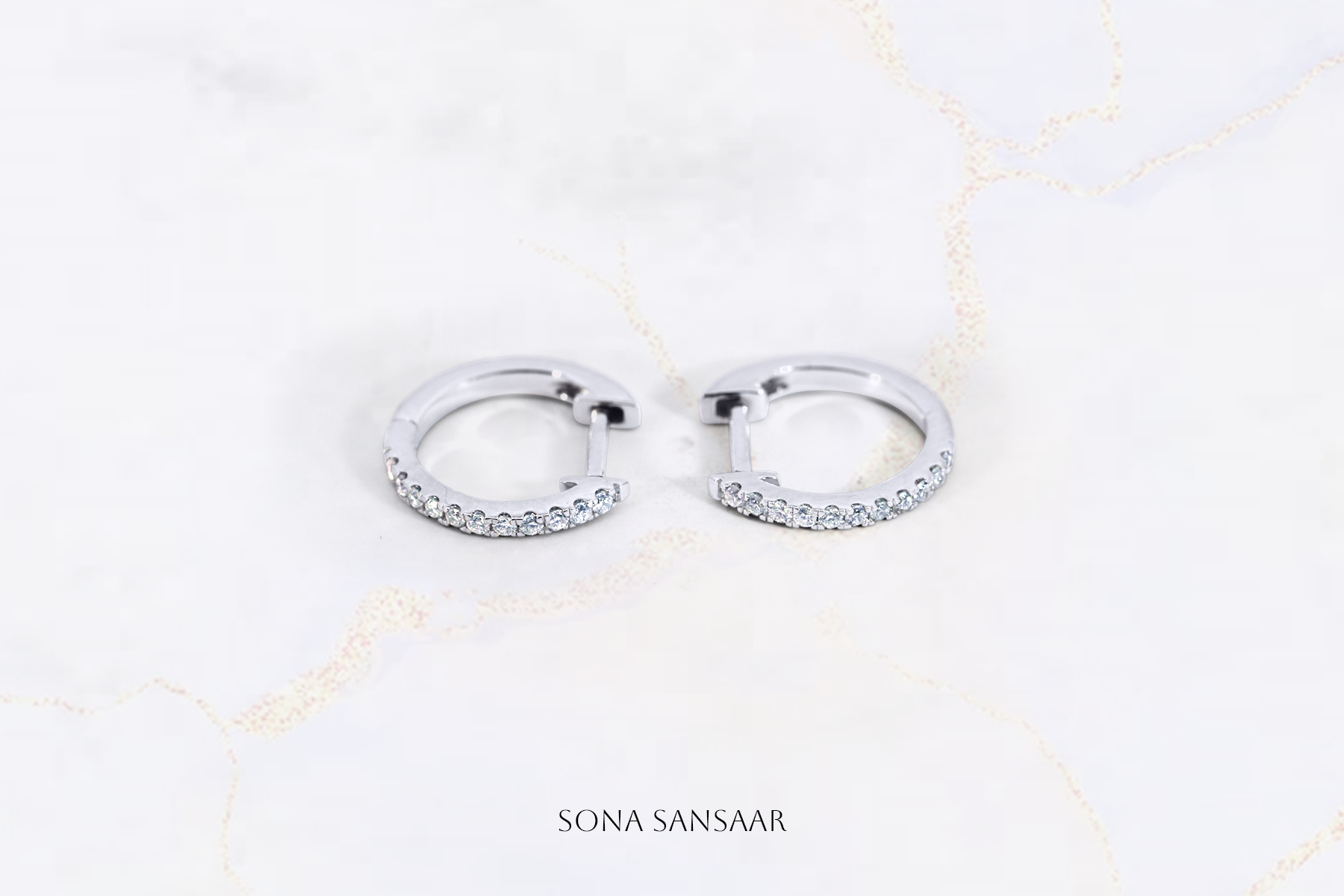 Crescenta Variant 2 10K White Gold Earrings with 0.14 ct Natural Diamonds | Sona Sansaar Diamond Earrings