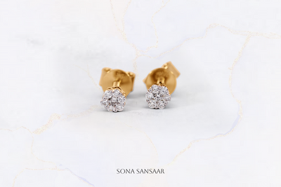 18K Gold Flower Earrings with 0.14 ct Natural Diamonds 2 | Sona Sansaar