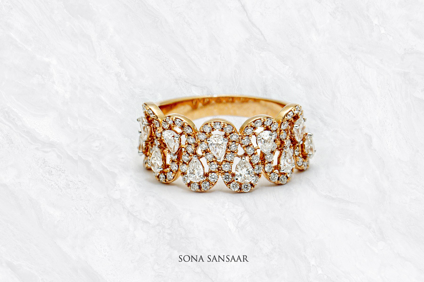 Radiant Ripple Diamond Ring | Sona Sansaar