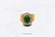 Encrusted Emerald Diamond Ring Set | Sona Sansaar