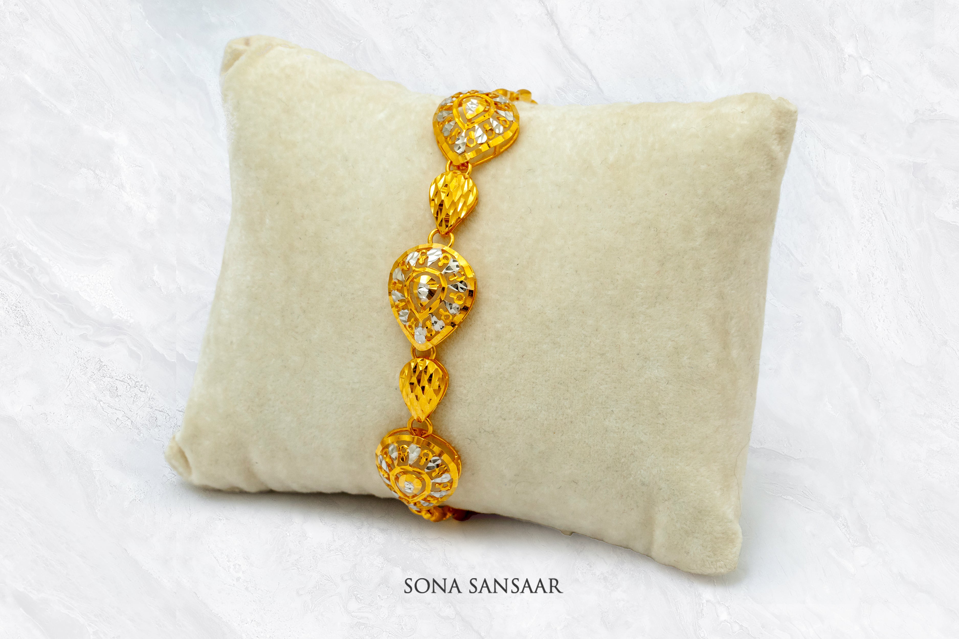 Sunpetal Two Tone Gold Bracelet | Sona Sansaar