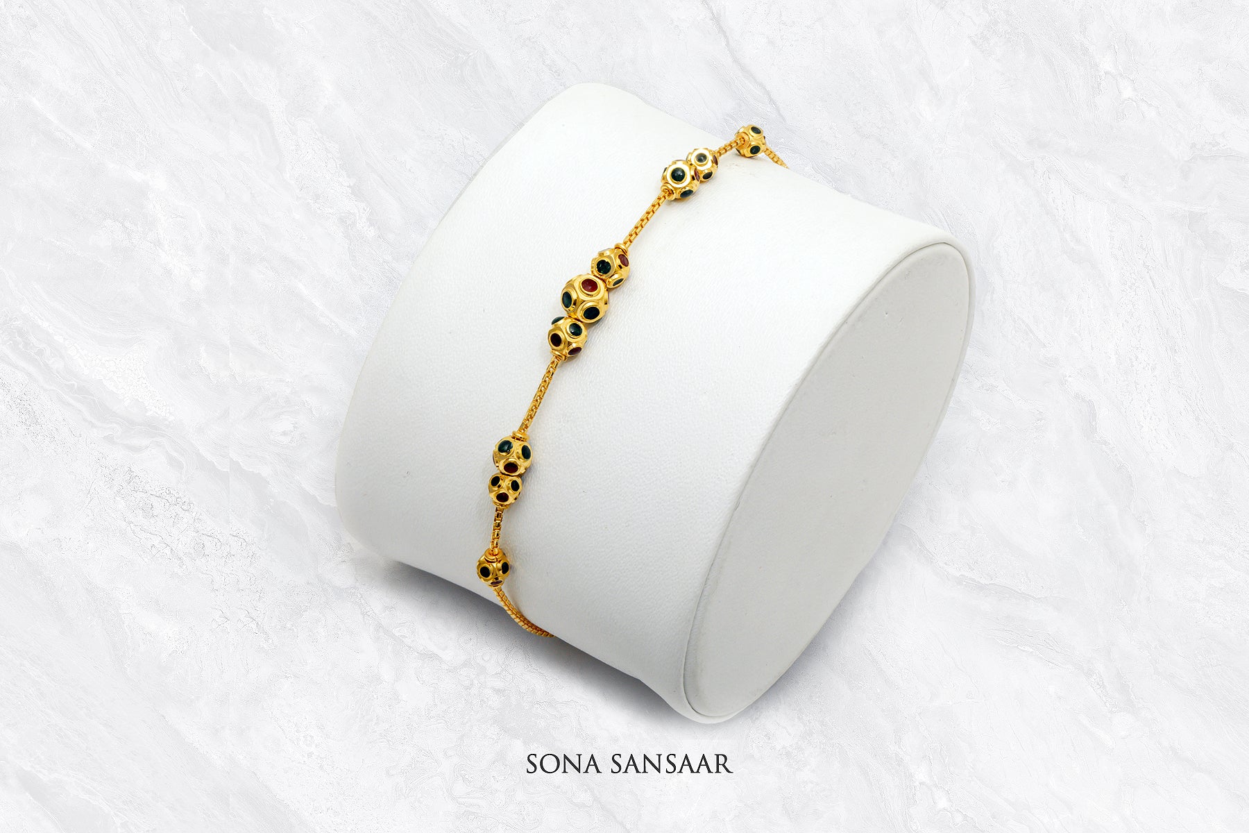 Rajasthani Meenakari Gold Ball Bracelet | Sona Sansaar