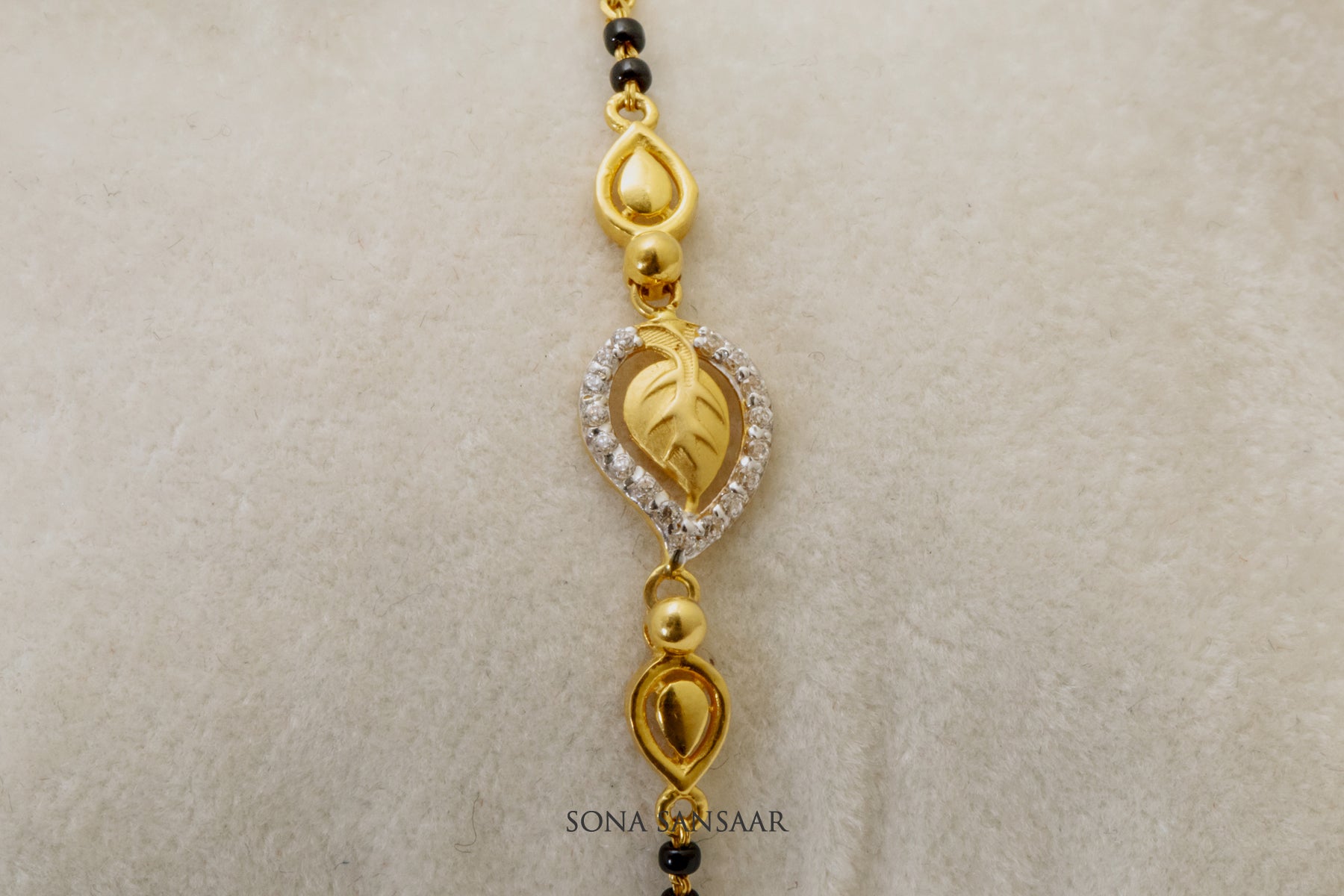 Golden Leaf CZ Bracelet | Sona Sansaar