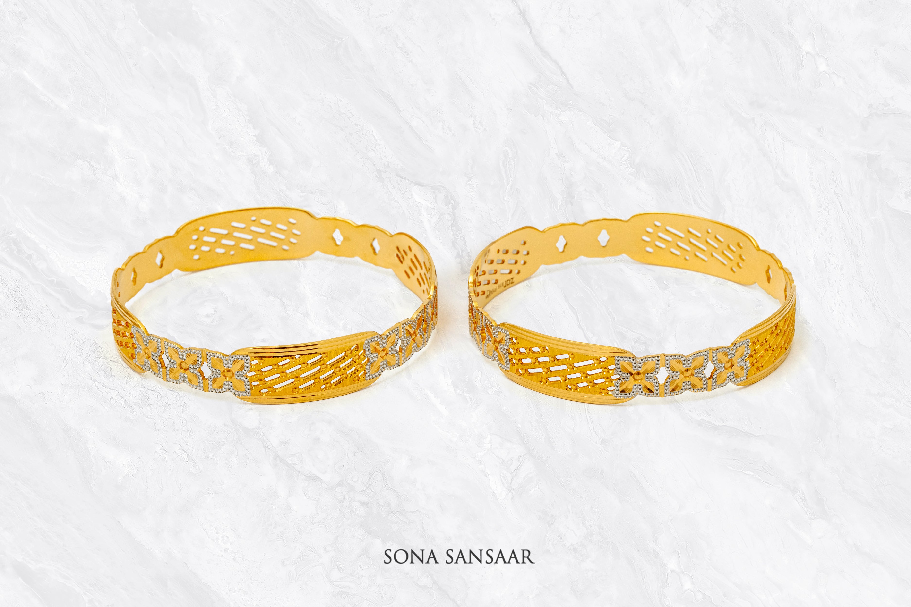 Ruqaya Gold Dubai Bangle Pair | Sona Sansaar