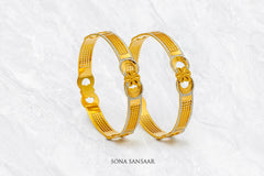 Jameela Two Tone Gold Dubai Bangle Pair | Sona Sansaar