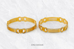 Jameela Two Tone Gold Dubai Bangle Pair | Sona Sansaar