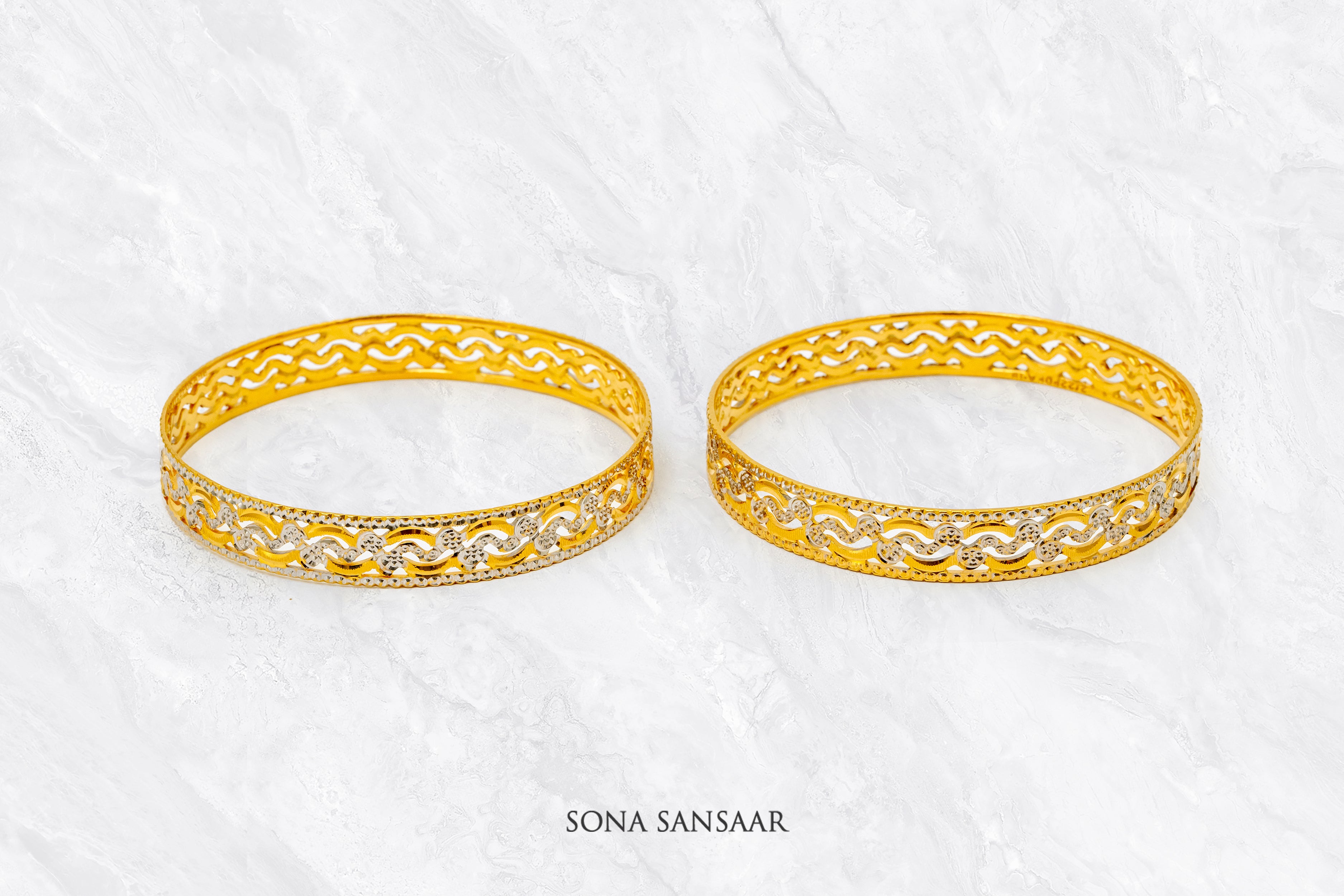 Oralune Two Tone Gold Bangle Pair | Sona Sansaar