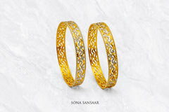 Oralune Two Tone Gold Bangle Pair | Sona Sansaar