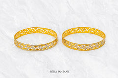 Oralune Two Tone Gold Bangle Pair | Sona Sansaar