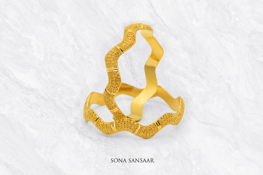 Wave Gold Bangle Pair | Sona Sansaar