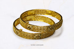 Meenakari Floral Gold Bangle Pair