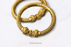 Sunehri Antique Hatimora Gold Bangle Pair