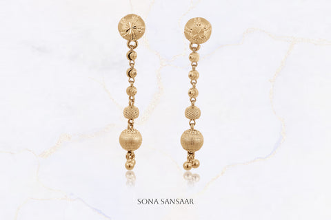 Golden Lantern Studs with Hanging Earrings 2-in-1 | Sona Sansaar