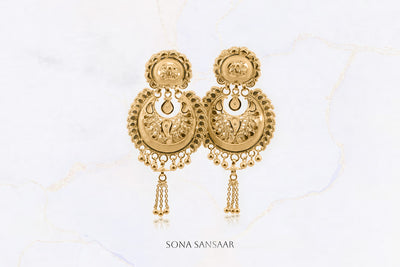 Lunar Gold Hanging Earrings | Sona Sansaar
