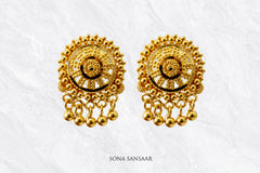 Jeevika Gold Culcutti Hanging Studs with Dangling Balls | Sona Sansaar