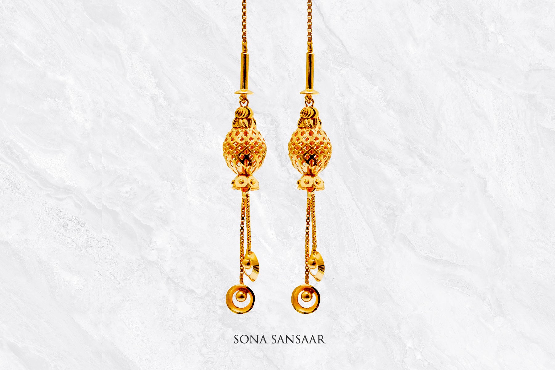 Needle Gold Thread Earrings | Sona Sansaar