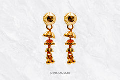Sunbell Hanging Gold Studs | Sona Sansaar