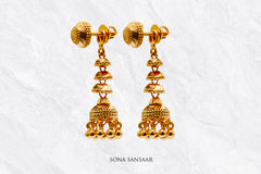 Sunchime Gold Studs with Detachable Hangings | Sona Sansaar