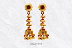 Sunchime Gold Studs with Detachable Hangings | Sona Sansaar