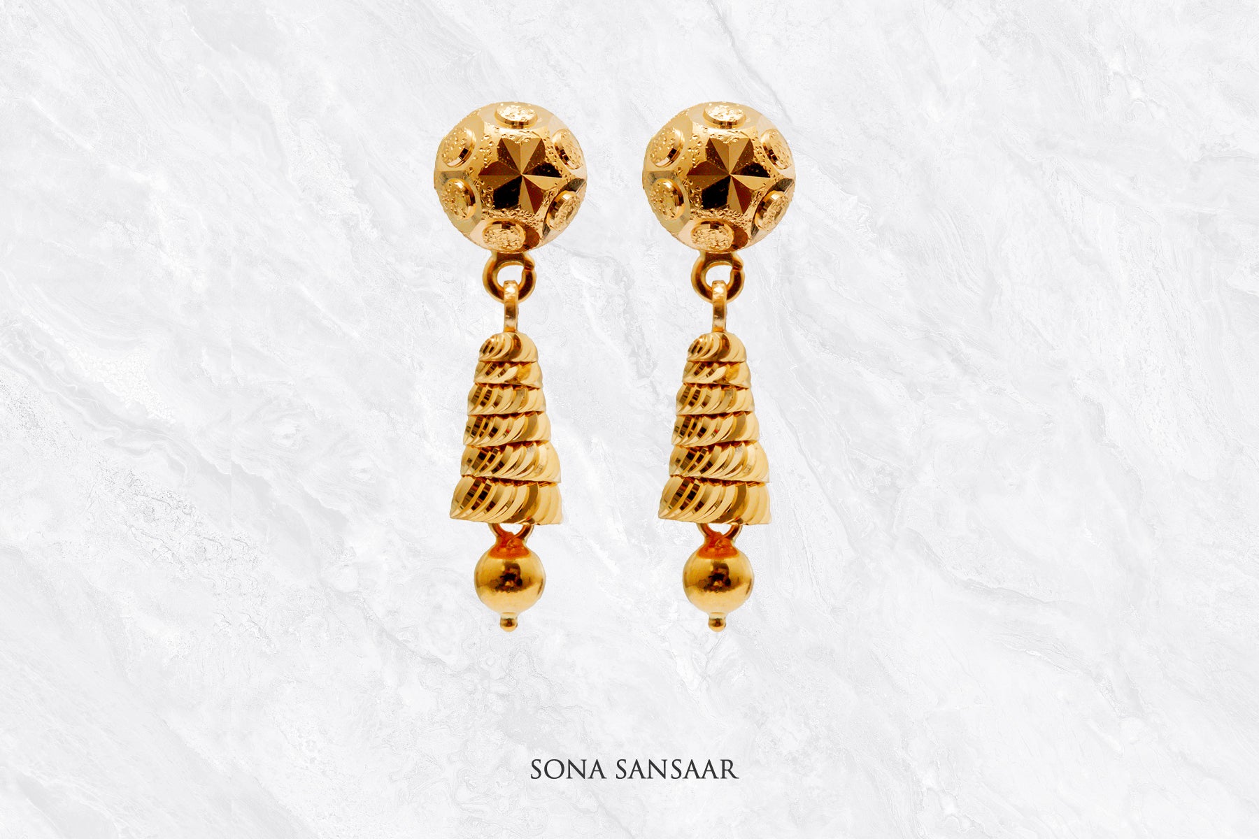 Jharna Gold Studs with Detachable Hangings | Sona Sansaar