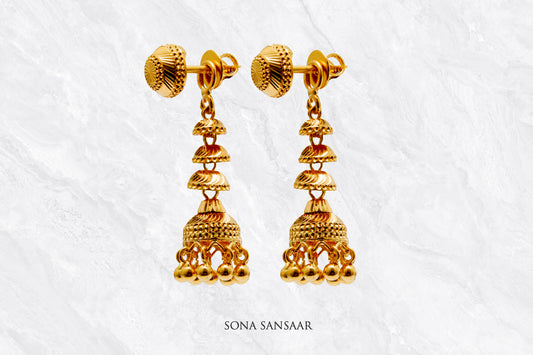 Taalika Gold Studs with Hangings | Sona Sansaar