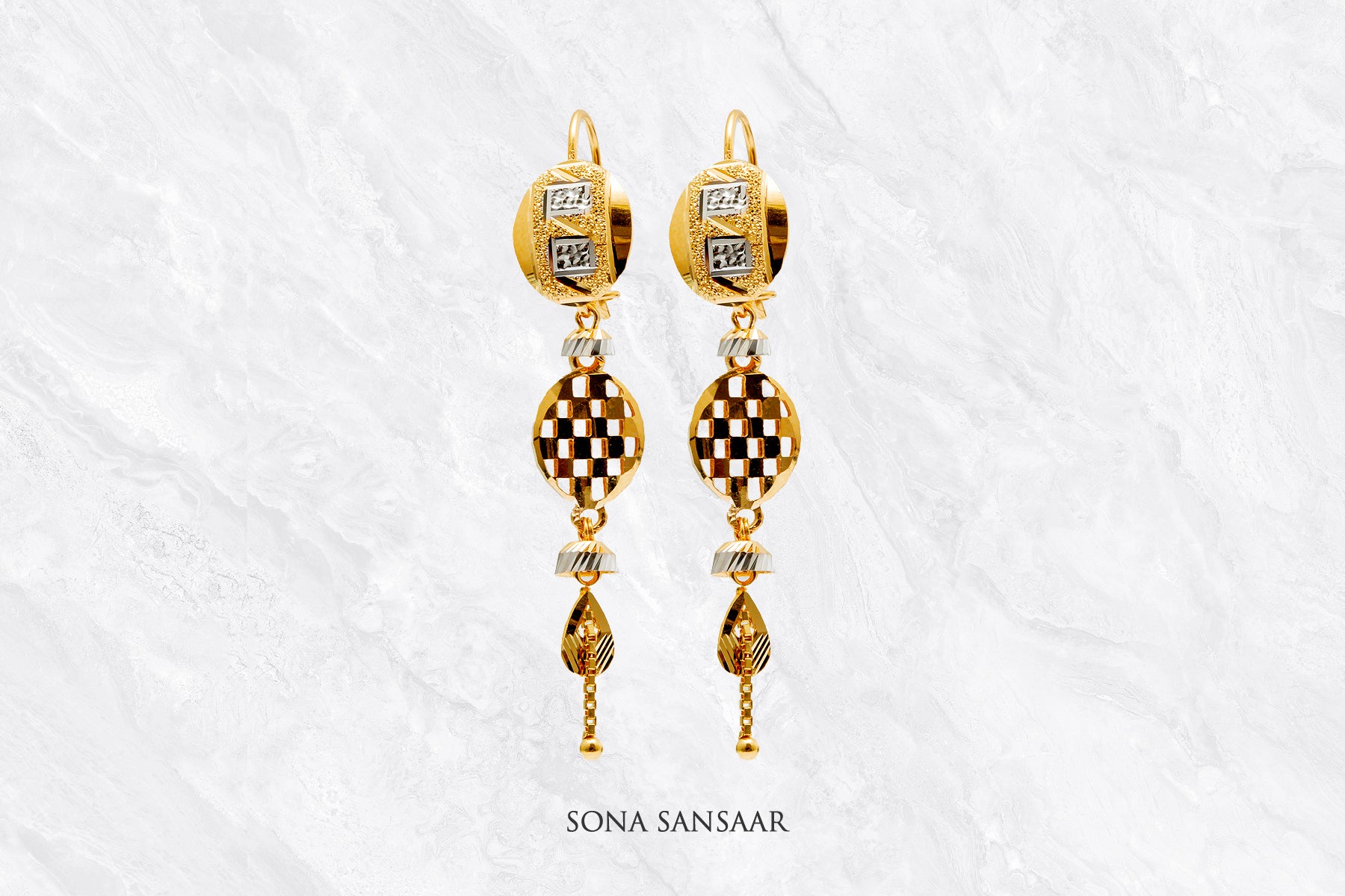 Naqsh Gold Hoops with Hangings | Sona Sansaar