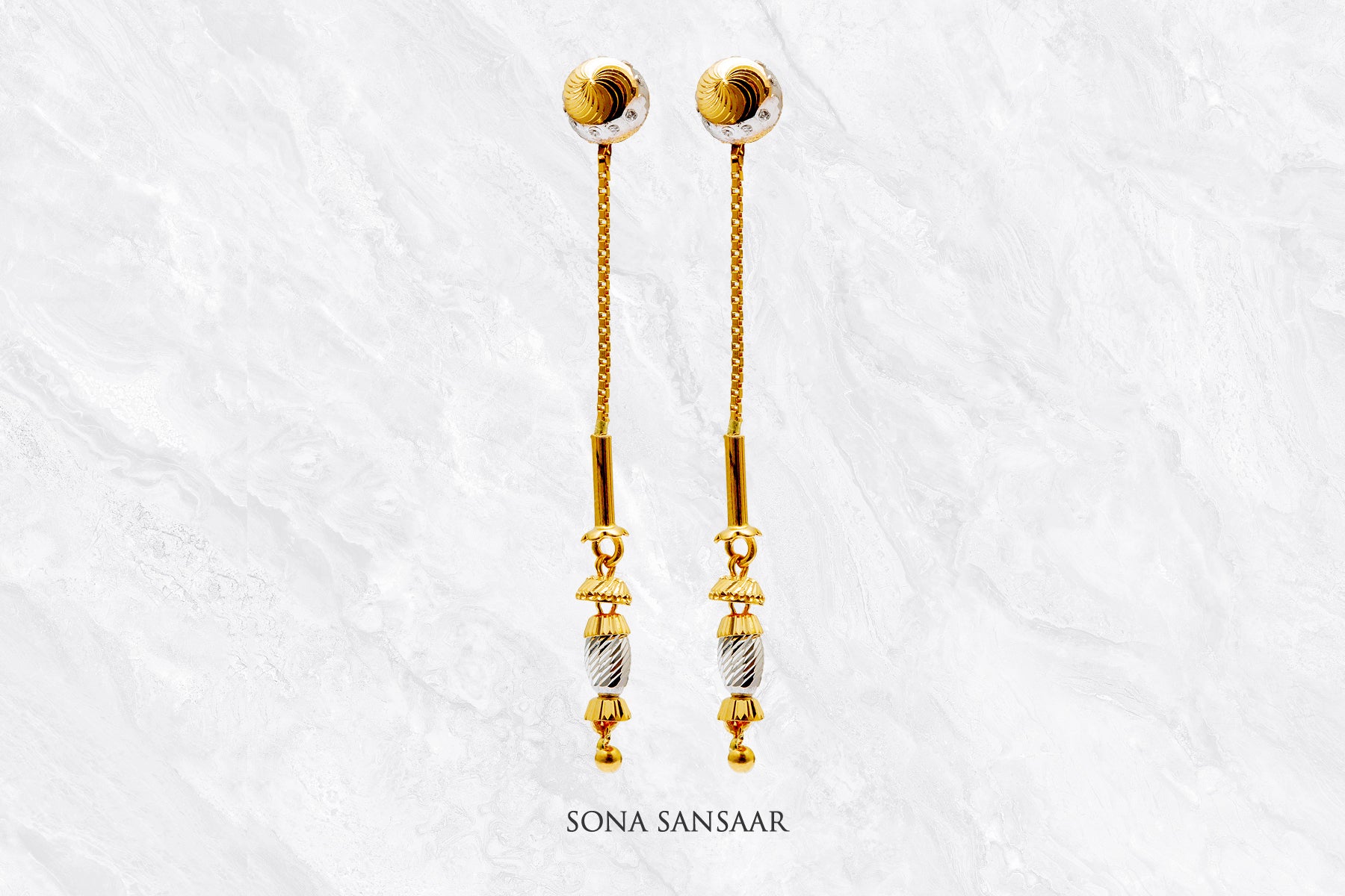 Slide Gold Thread Earrings | Sona Sansaar