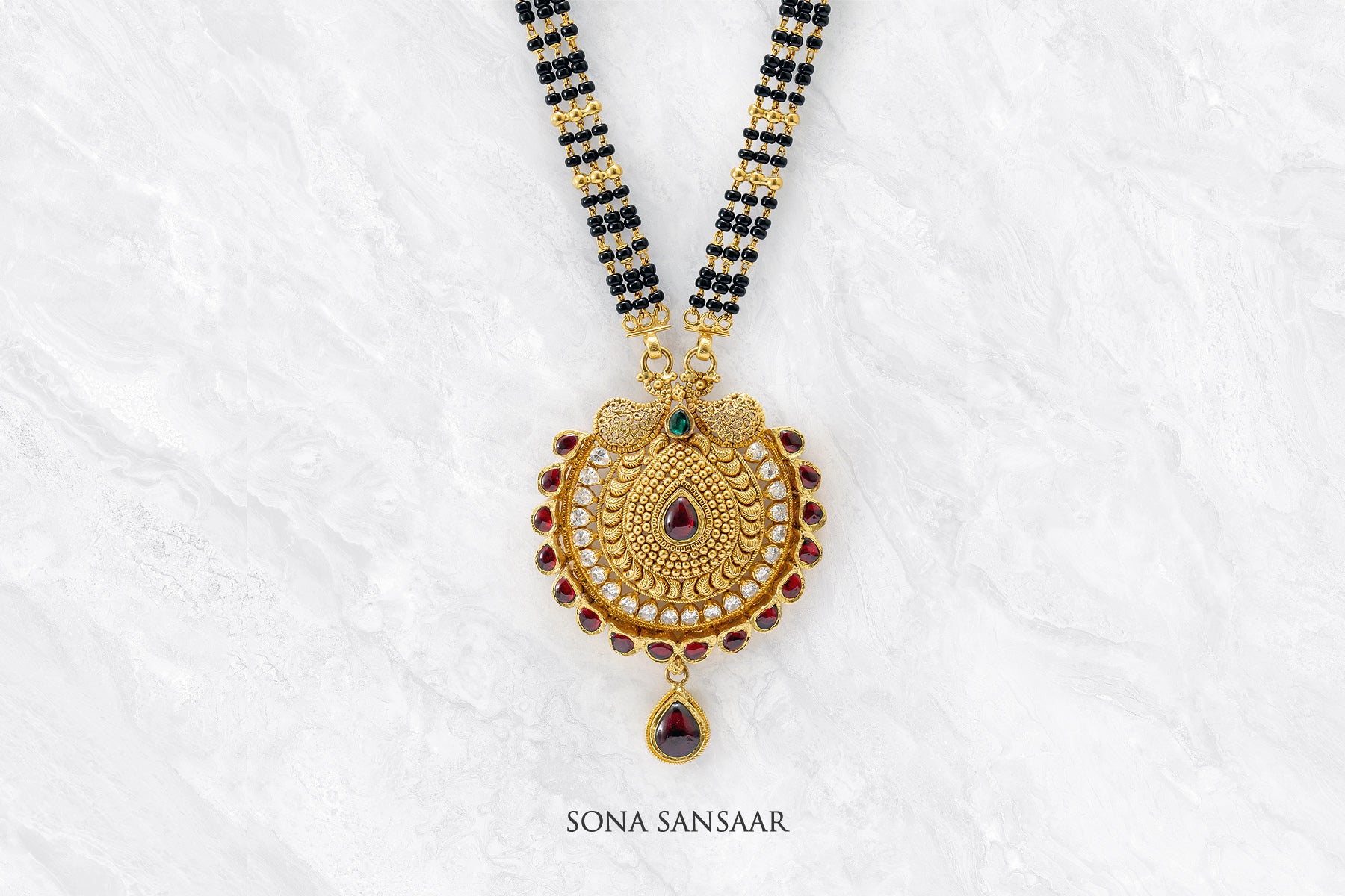 Enchanted 3 Row Black Meenakari Mangalsutra | Sona Sansaar