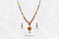 Mystic Ruby and Saphire Necklace Set | Sona Sansaar