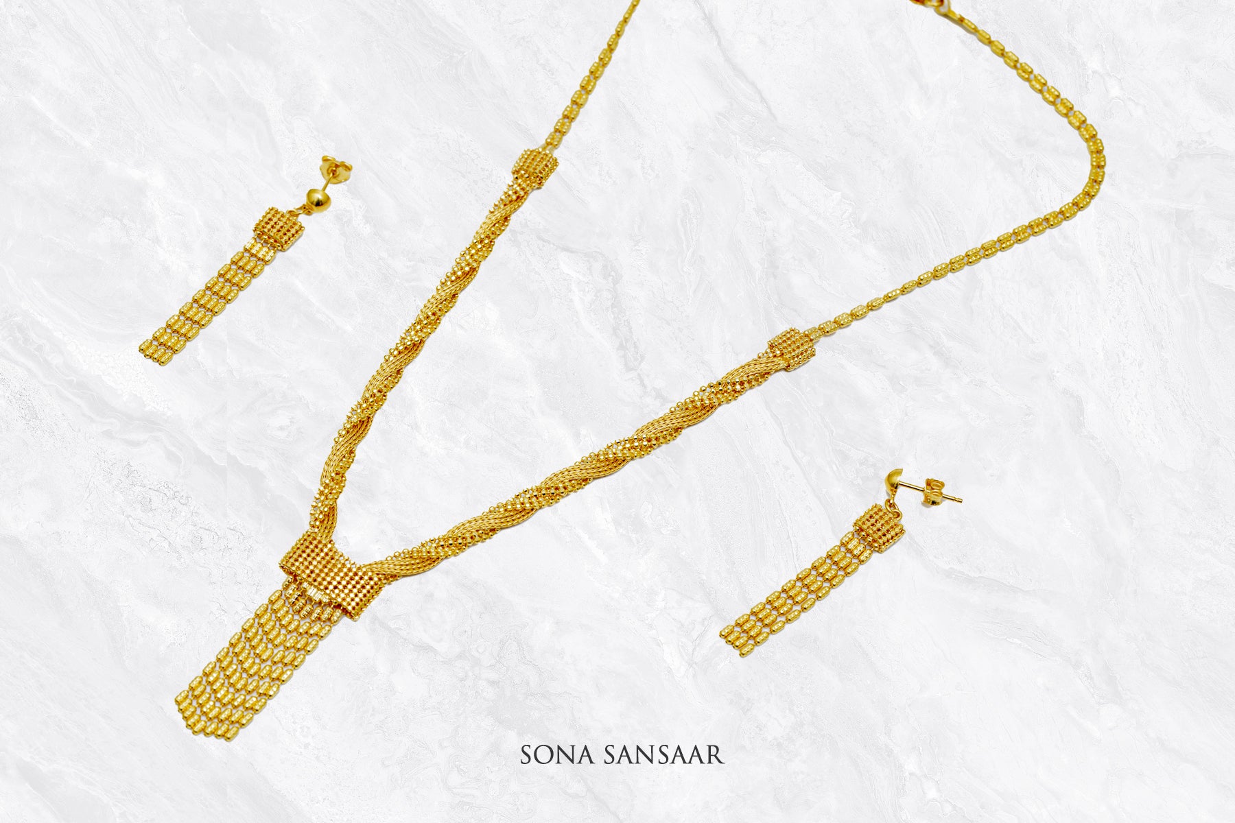 Golden Knot Gold Necklace Set | Sona Sansaar