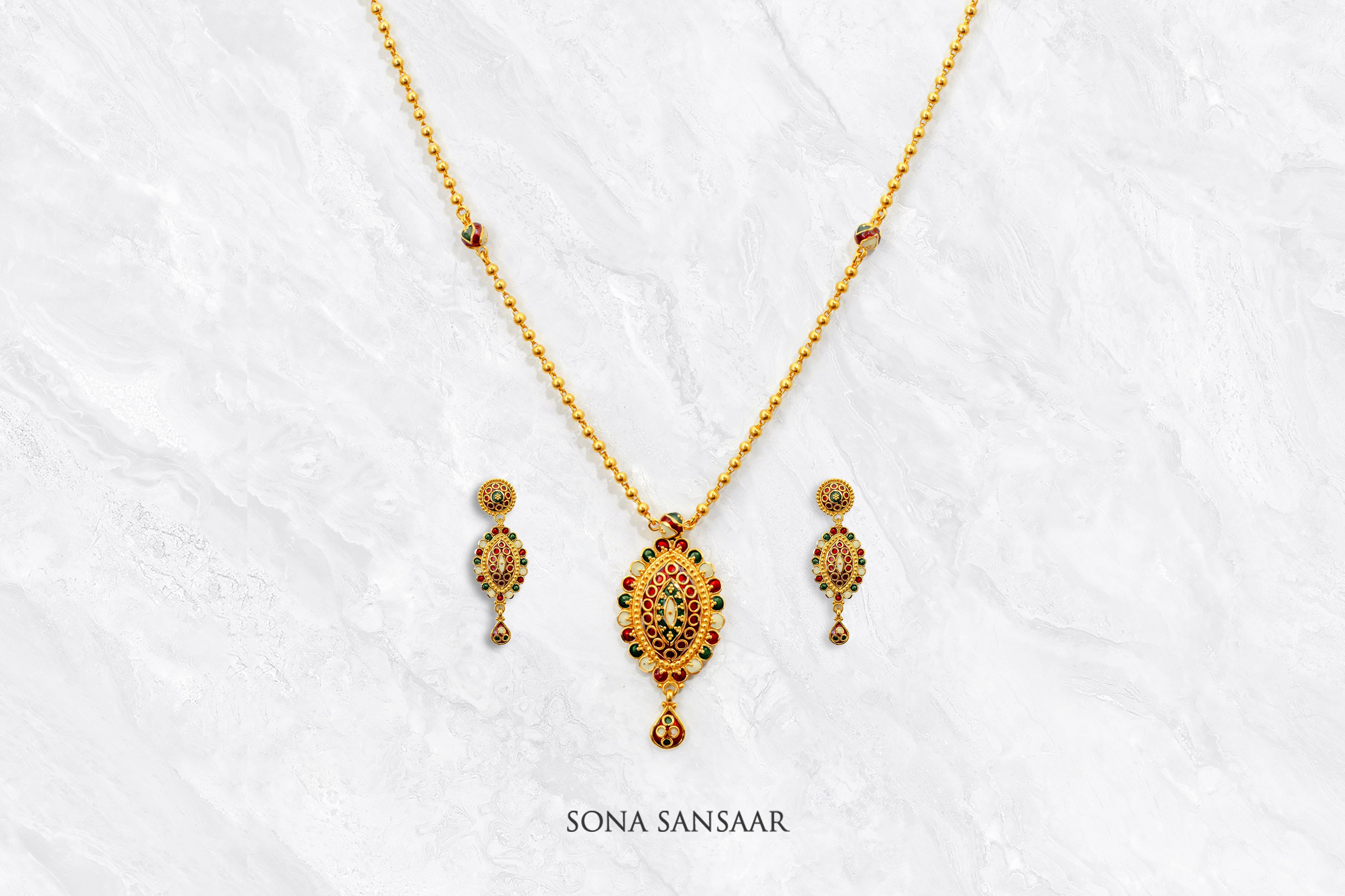 Meena Crest Necklace Set | Sona Sansaar