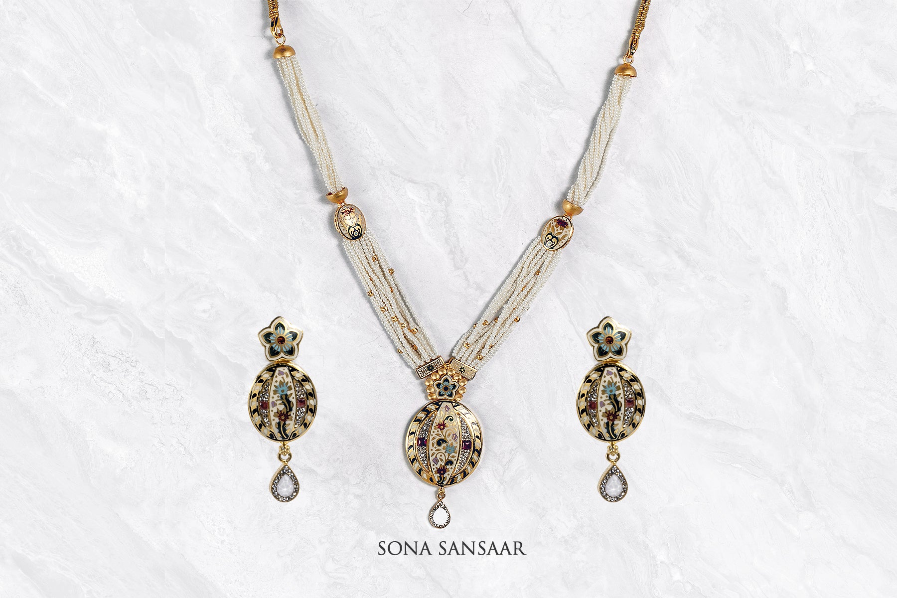 Pearl Drop Necklace Set | Sona Sansaar