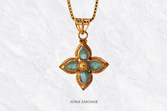 Greenleaf Gold Pendant and Earrings Set