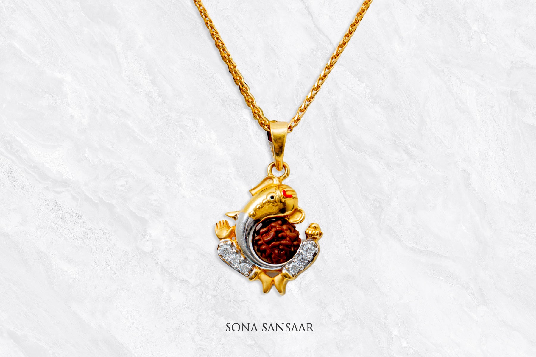 Divyaroop Gold Ganesh Pendant | Sona Sansaar
