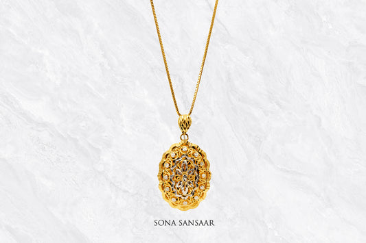 Galaxy Two Toned Gold Filigree Pendant | Sona Sansaar