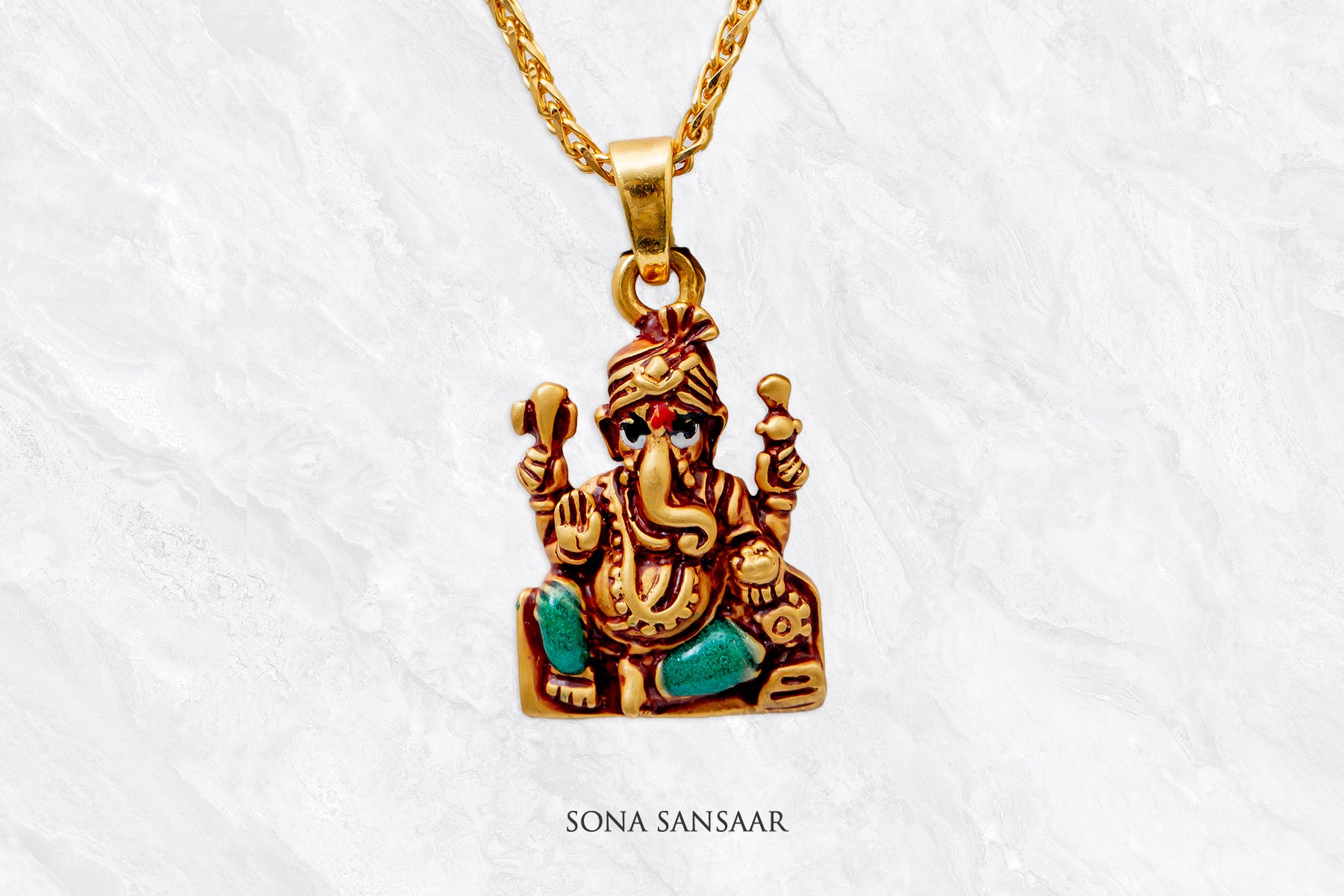 Royal Ganesh Gold Pendant | Sona Sansaar