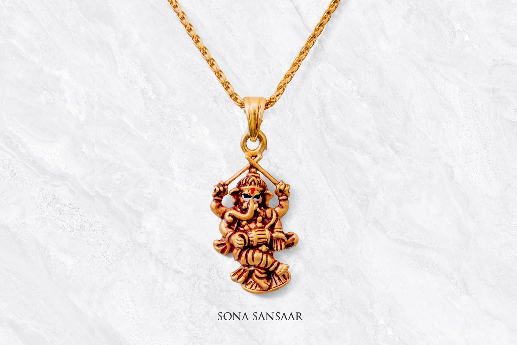 Veer Ganesh Gold Pendant | Sona Sansaar
