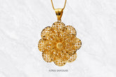 Blossom Gold Mesh Flower Pendant | Sona Sansaar