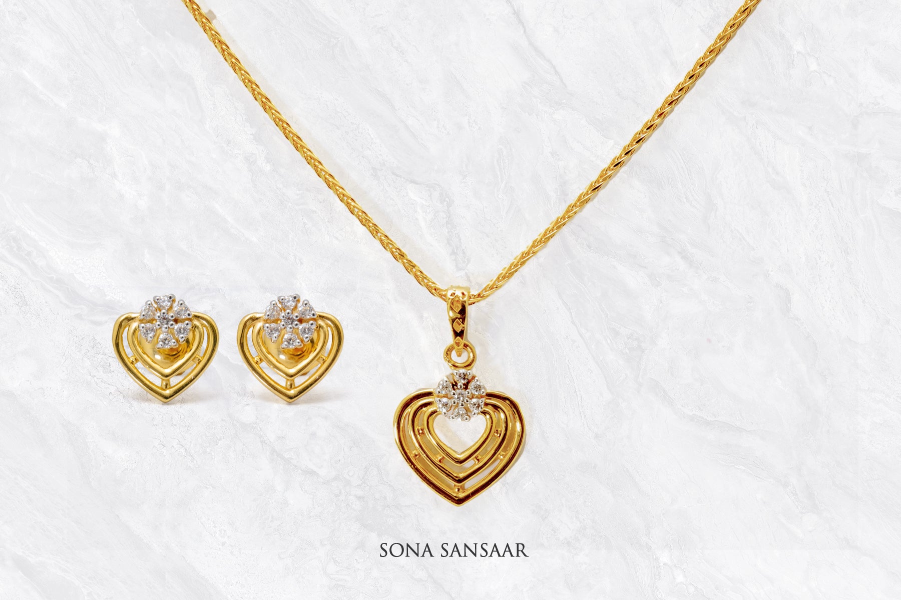 Embrace Heart Pendant Set – Sona Sansaar - Main Image