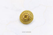 22K Gold Flower Ring with Meenakari Design