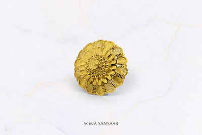 22K Gold Flower Ring True Flower Design 3 | Sona Sansaar Flower Ring Collection