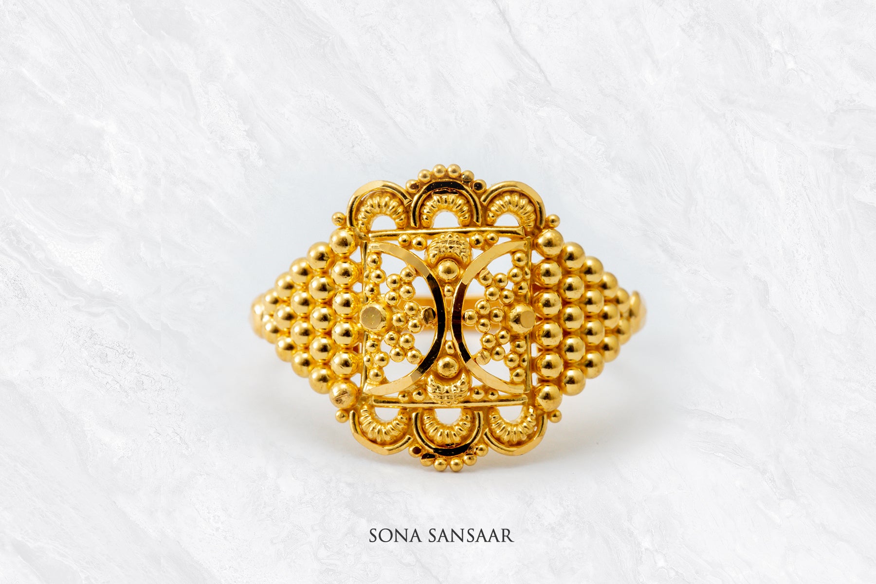 Mandira Gold Filigree Ring | Sona Sansaar