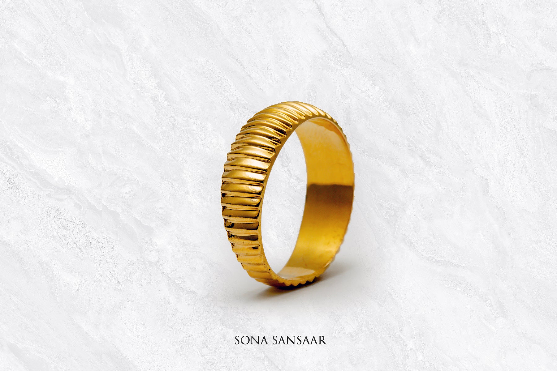 Vartika Gold Textured Ring | Sona Sansaar