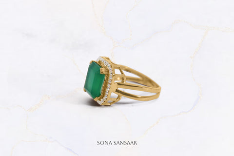 Verdant Baguette Gold Ring | Sona Sansaar