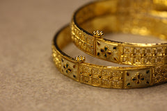 Meenakari Floral Gold Bangle Pair