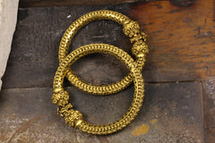 Sunehri Antique Hatimora Gold Bangle Pair