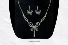 Daisy Bow Sterling Silver Necklace Set | Sona Sansaar