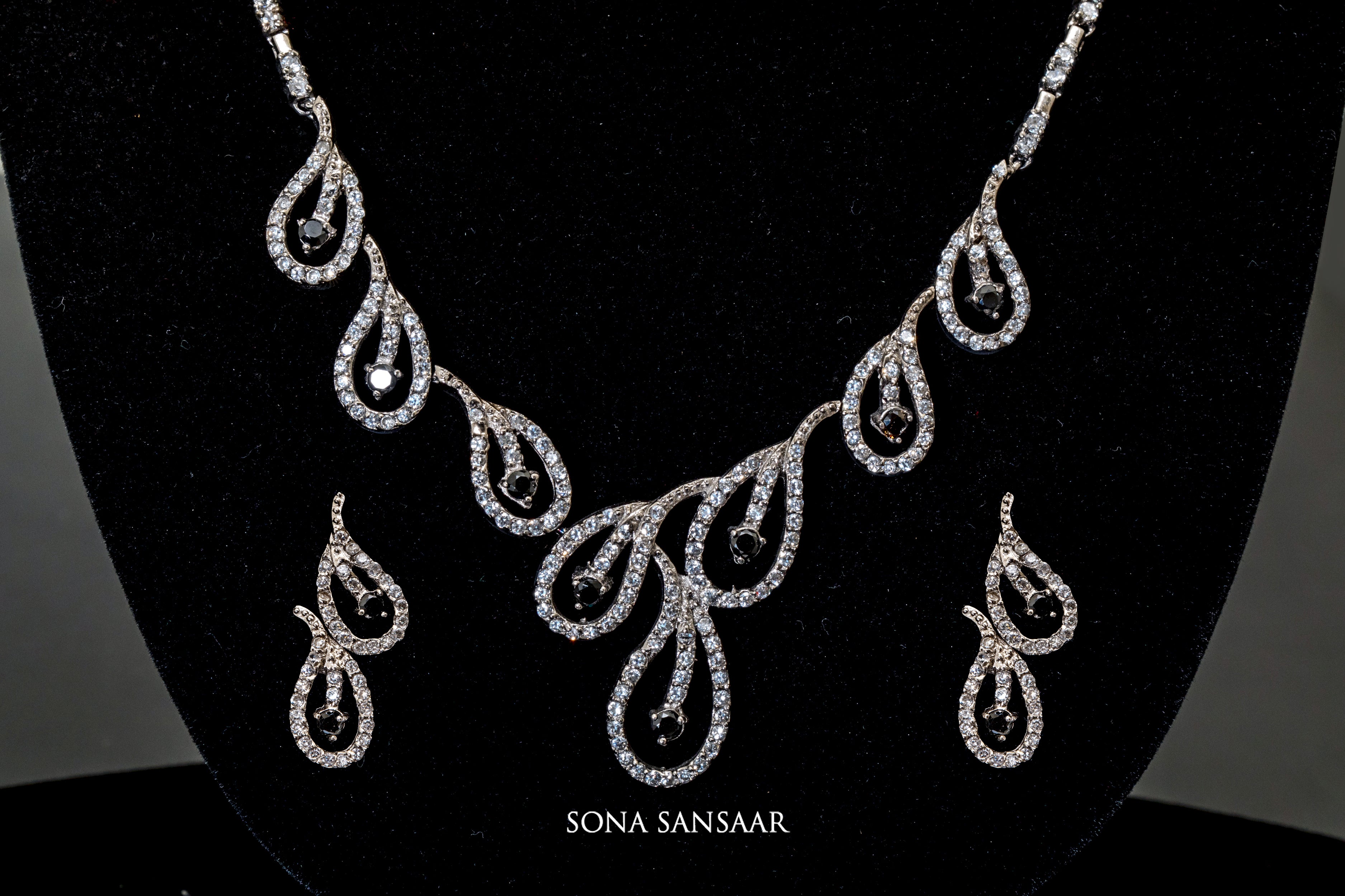 Duskrain Sterling Silver Necklace Set | Sona Sansaar